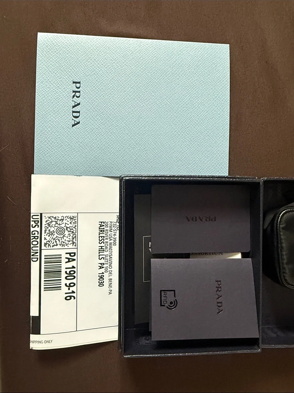 Prada Black Nylon Mini Zip Case with Gold Triangle Logo